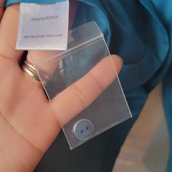 VTG Blue Label Pendleton Teal Long Sleeve Blouse Size 10 Keyhole Clousure Back - Picture 6 of 10